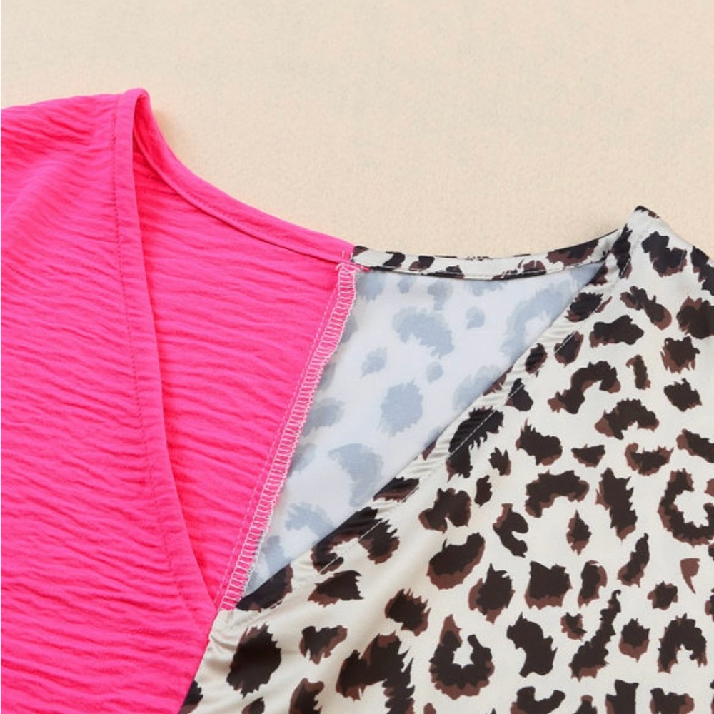 Pink and leopard print top